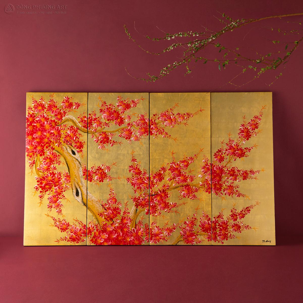 Bức “Hương Xuân” tại Đông Phương Art được thếp vàng cao cấp, là một trong những bức tranh được yêu thích nhất.