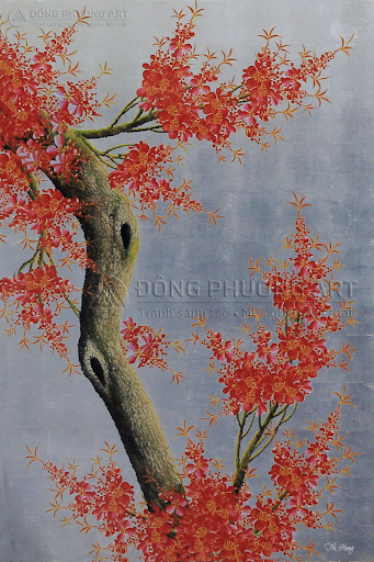 Bức tranh “sắc đào" mang đậm không khí ngày Xuân